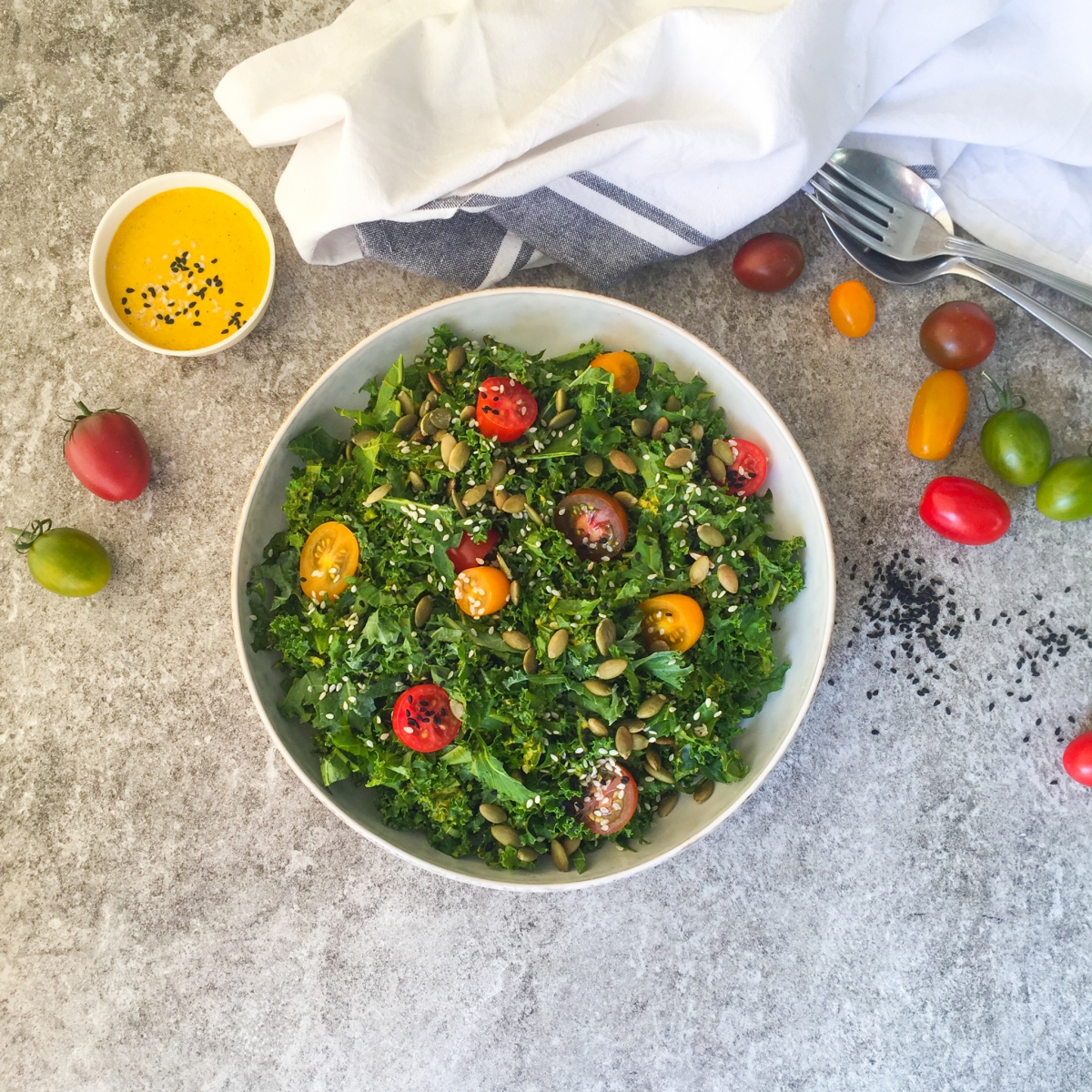 Keto Holiday Recipe Easy Kale Salad With Turmeric Tahini Dressing